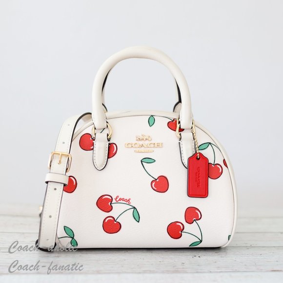 Coach Handbags - NWT Coach CF421 Sydney Satchel With Heart Cherry Print in Chalk Multi